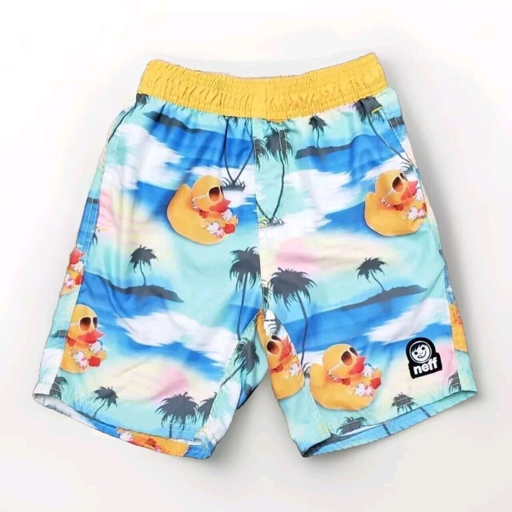NEFF Holiday Duck Hot Tub Boys Volley Shorts Size Small